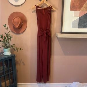 Elegant Burgundy Jumpsuit L